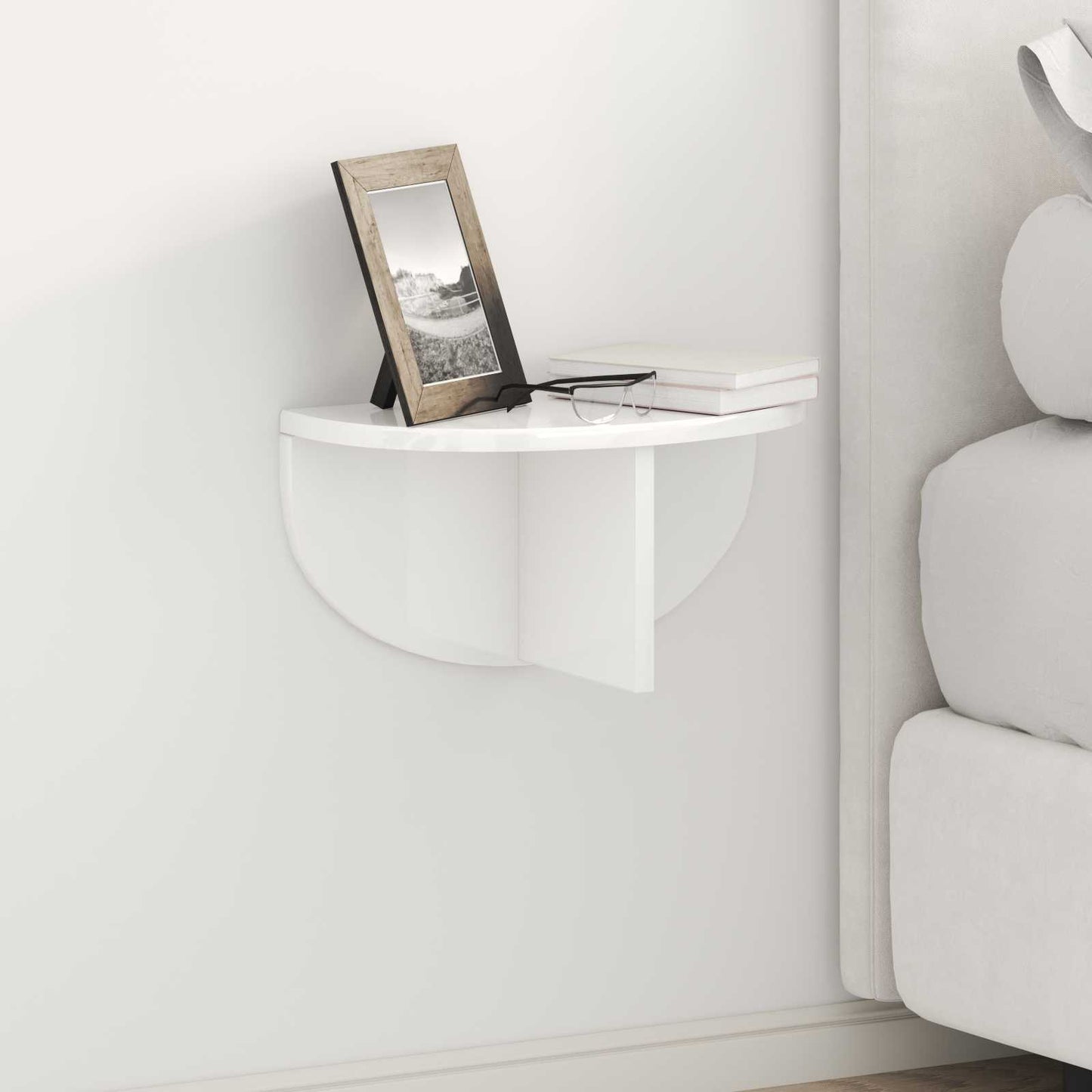 vidaXL Wall Shelf High Gloss White 38 x 19 x 19 cm Engineered Wood