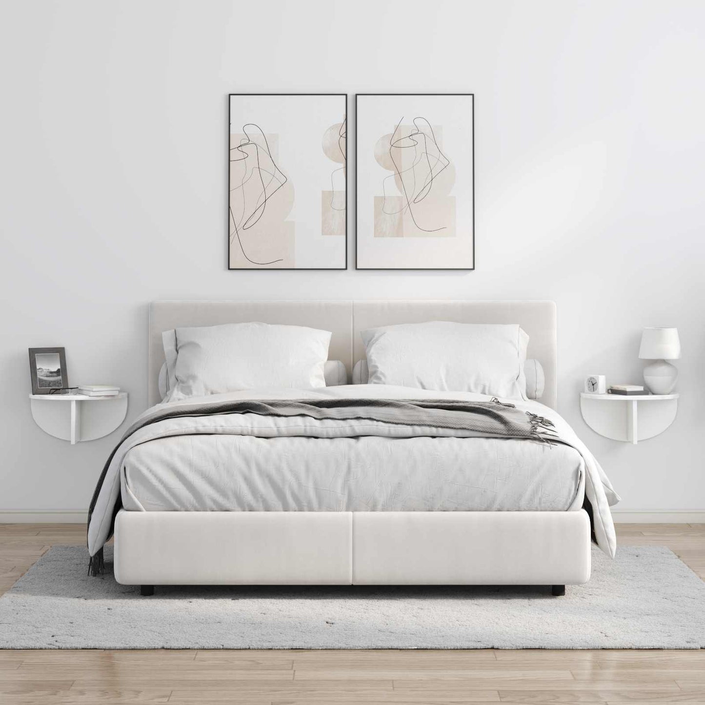 vidaXL Wall Shelf Wall-mounted 2 pcs High Gloss White 38 x 19 x 19 cm