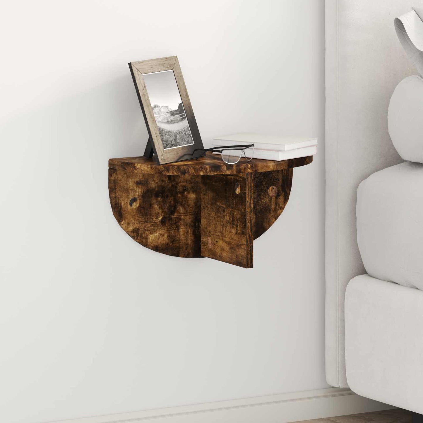 vidaXL Wall Shelf 2 pcs Smoked Oak 38 x 19 x 19 cm Engineered Wood