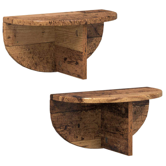 vidaXL Wall Shelf 2 pcs Old Wood 38 x 19 x 19 cm Engineered Wood