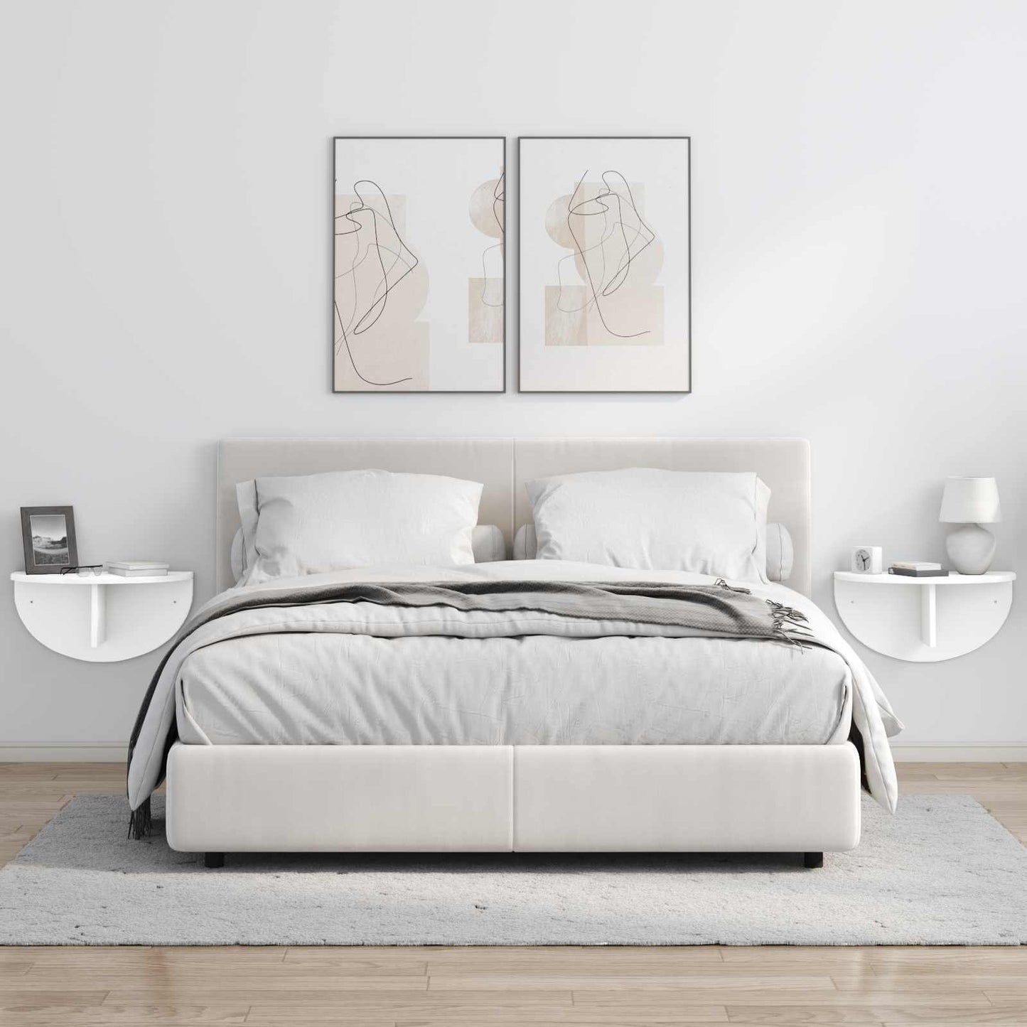 vidaXL Wall Shelf Wall-mounted White 48 x 24 x 24 cm Engineered Wood