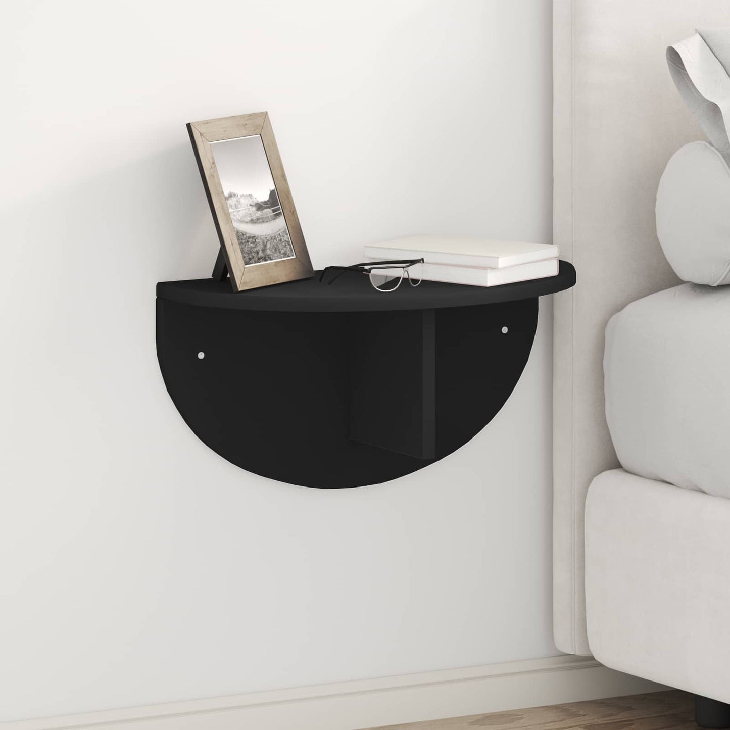vidaXL Wall Shelf 2 pcs Black 48 x 24 x 24 cm Engineered Wood