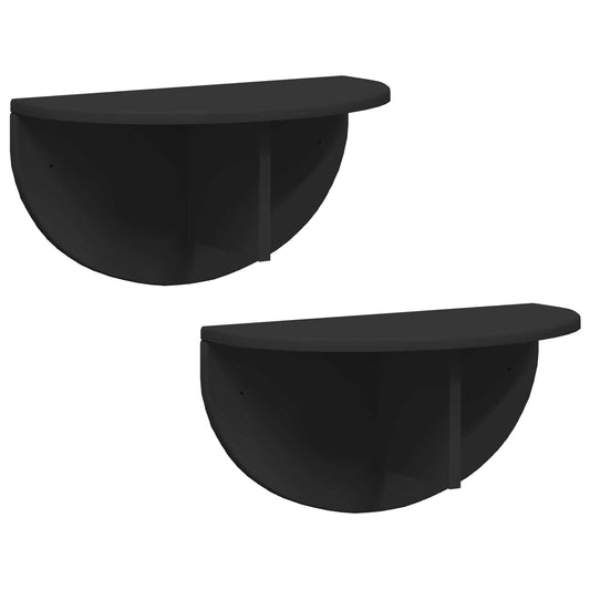 vidaXL Wall Shelf 2 pcs Black 48 x 24 x 24 cm Engineered Wood