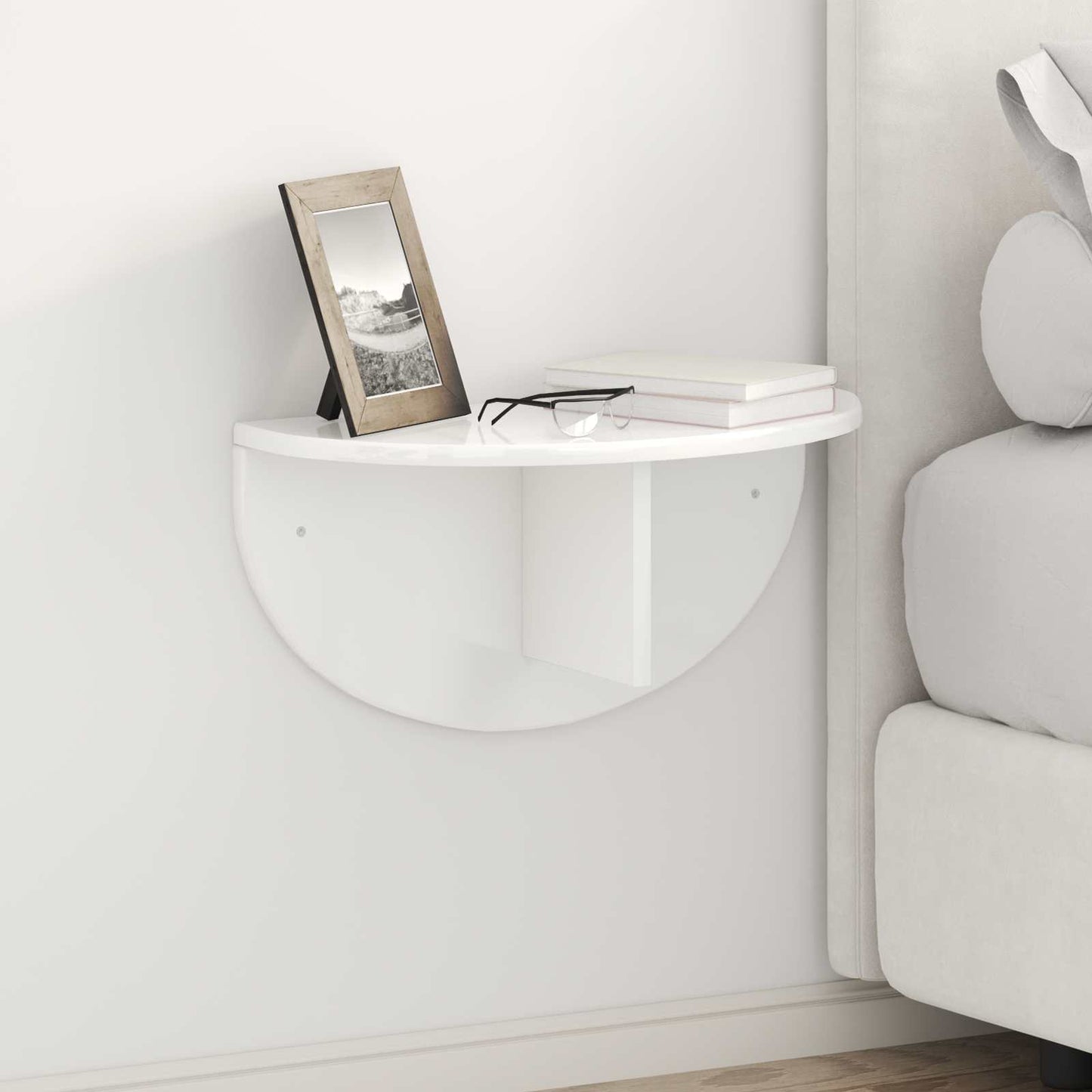 vidaXL Wall Shelf Wall-mounted 2 pcs High Gloss White 48 x 24 x 24 cm