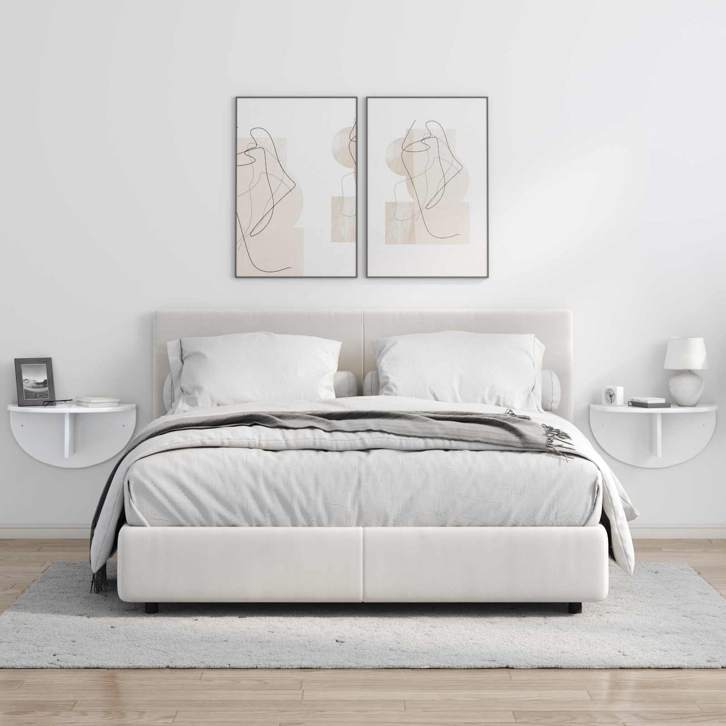 vidaXL Wall Shelf Wall-mounted 2 pcs High Gloss White 48 x 24 x 24 cm