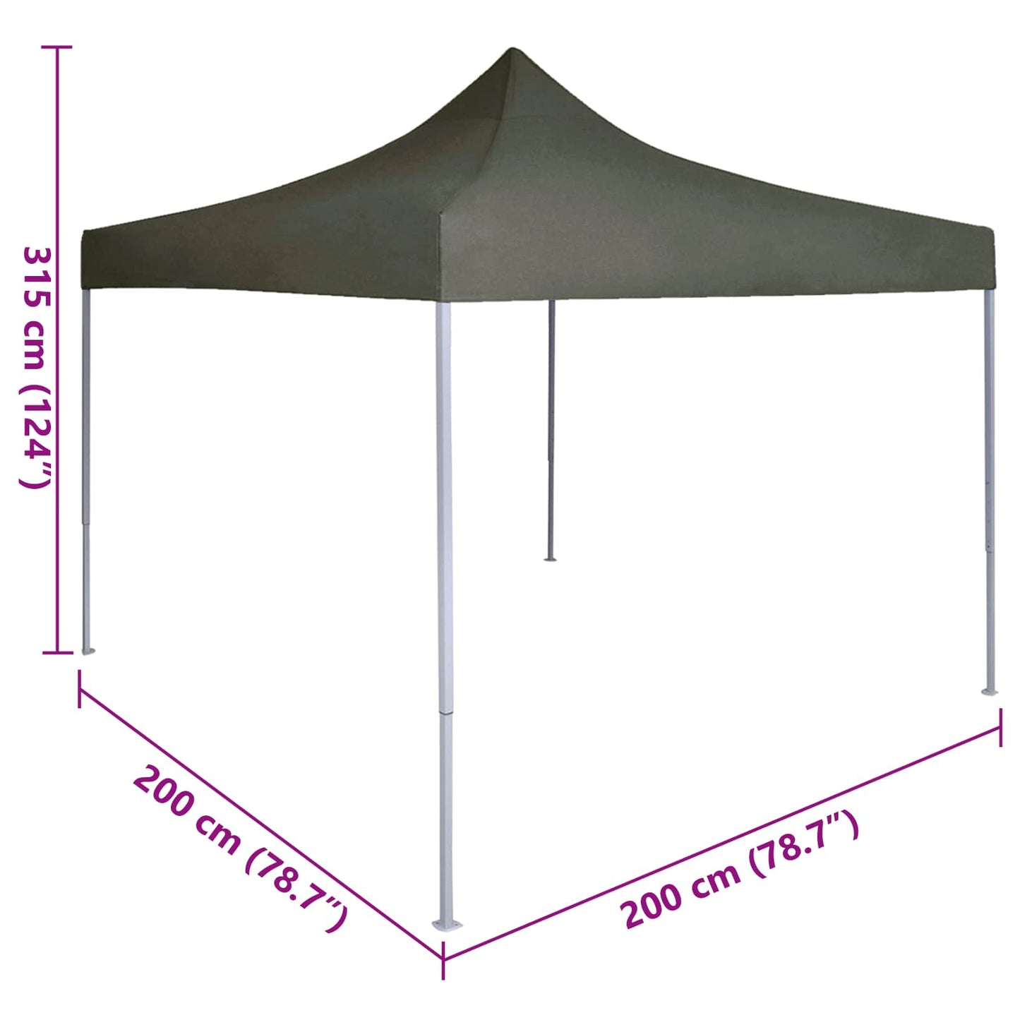 vidaXL Party Tent Folding Anthracite 200 x 200 x 315 cm Oxford Fabric