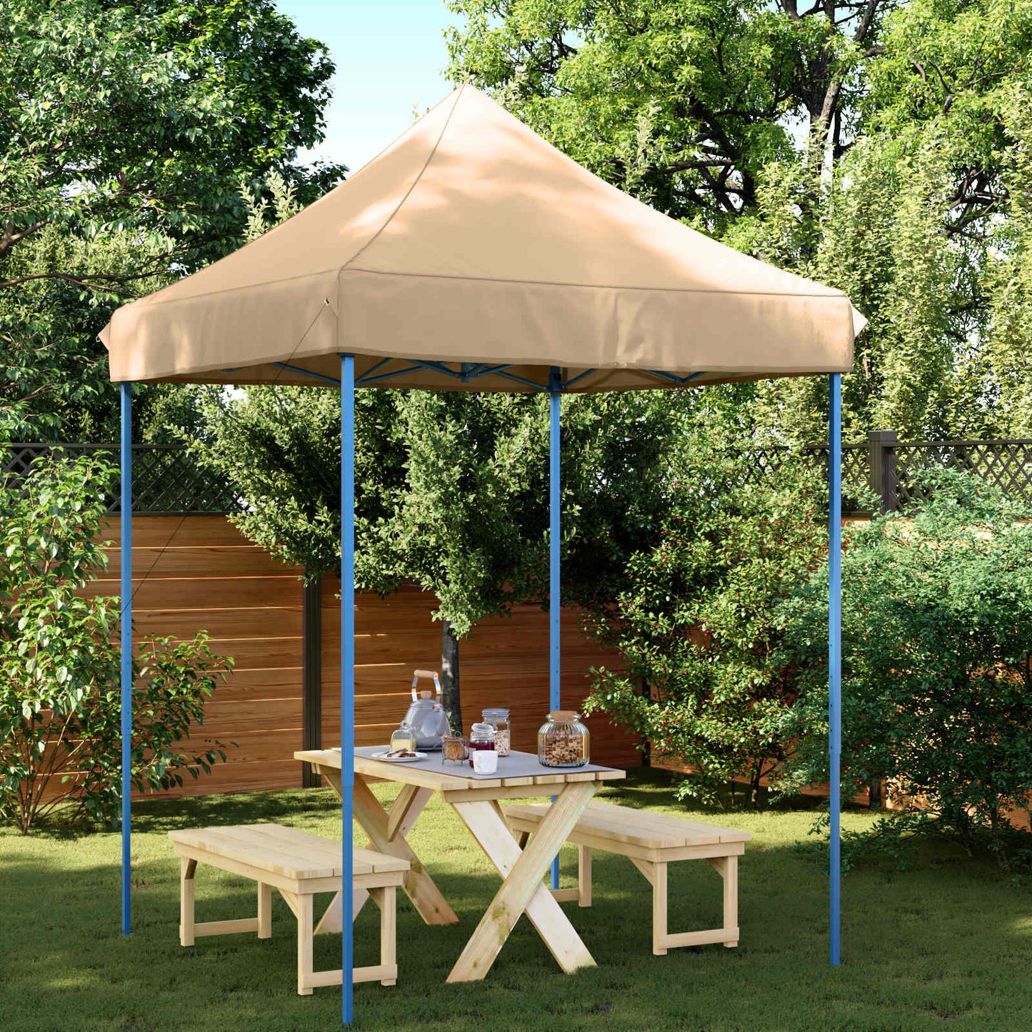 vidaXL Party Tent Folding Beige 200 x 200 x 306 cm Oxford Fabric