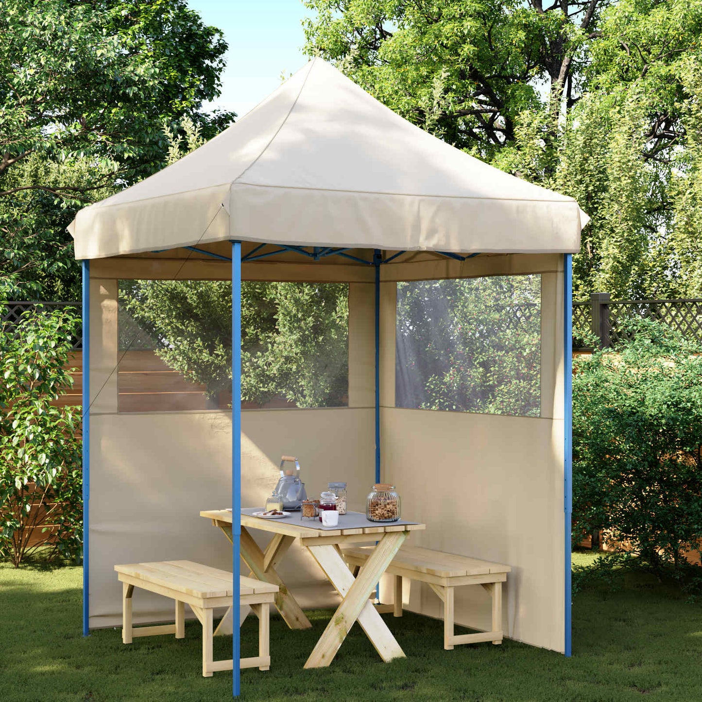 vidaXL Party Tent Folding Beige 200 x 200 x 306 cm Oxford Fabric