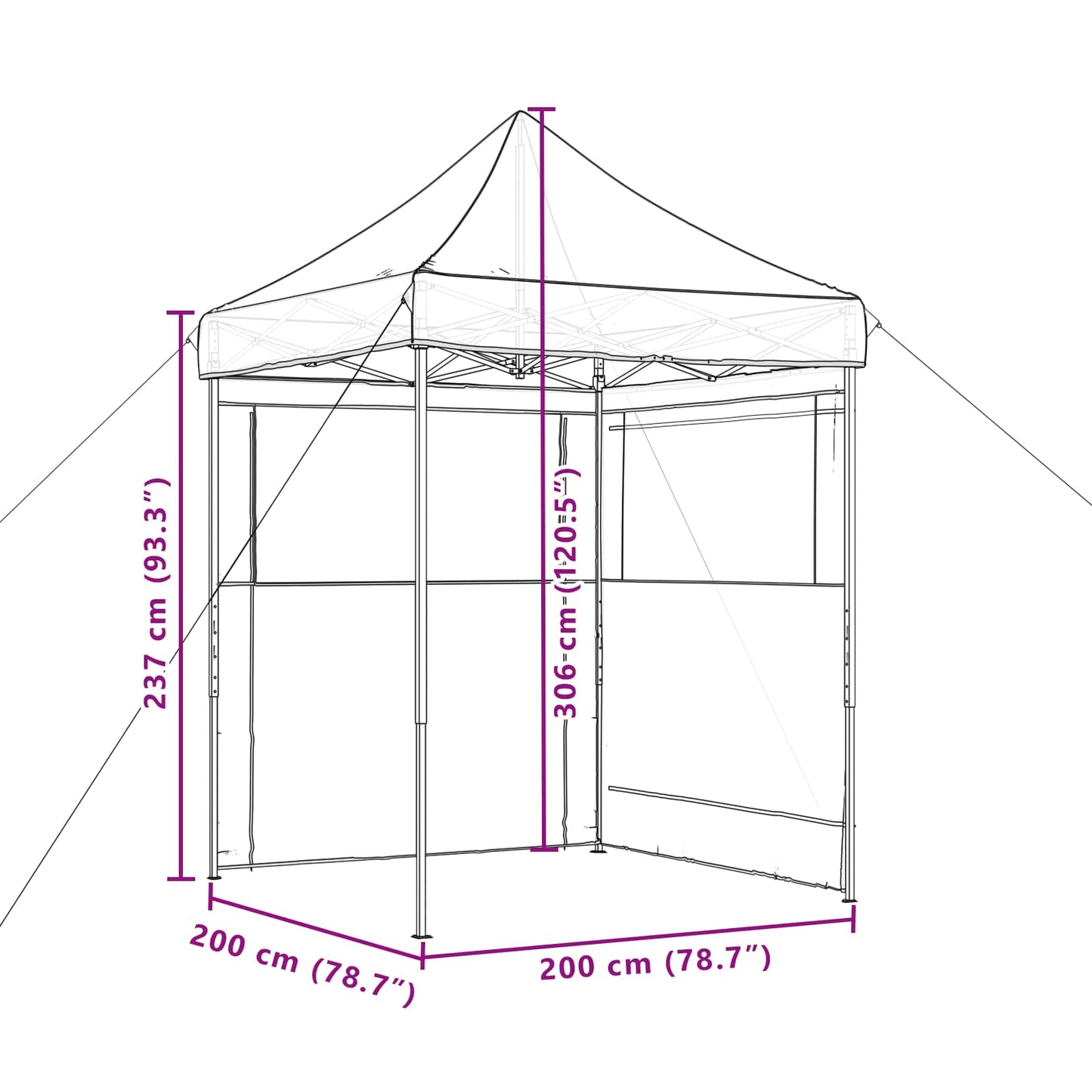 vidaXL Party Tent Folding Burgundy 200 x 200 x 306 cm Oxford Fabric