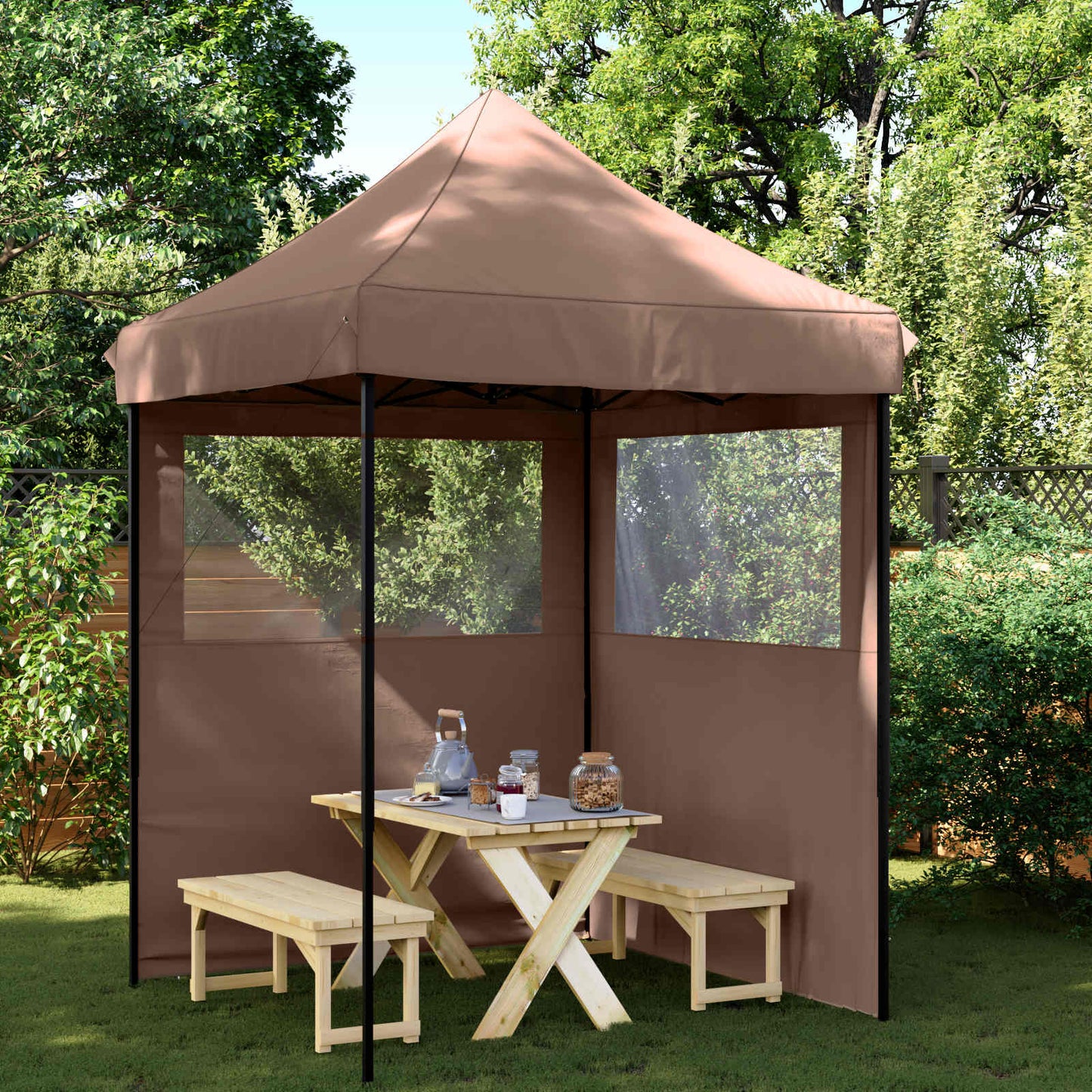 vidaXL Party Tent Folding Brown 200 x 200 x 306 cm Oxford Fabric