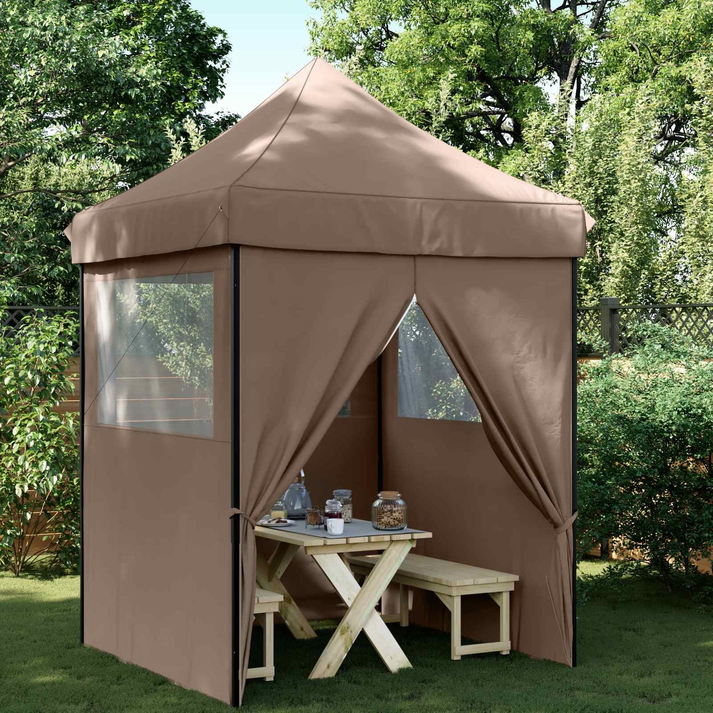 vidaXL Party Tent Folding Brown 200 x 200 x 306 cm Oxford Fabric