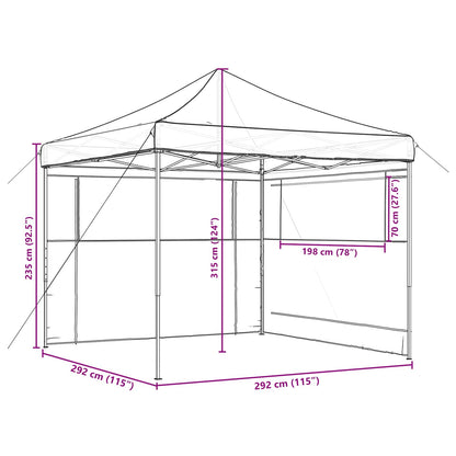 vidaXL Party Tent Folding Taupe 292 x 292 x 315 cm Oxford Fabric
