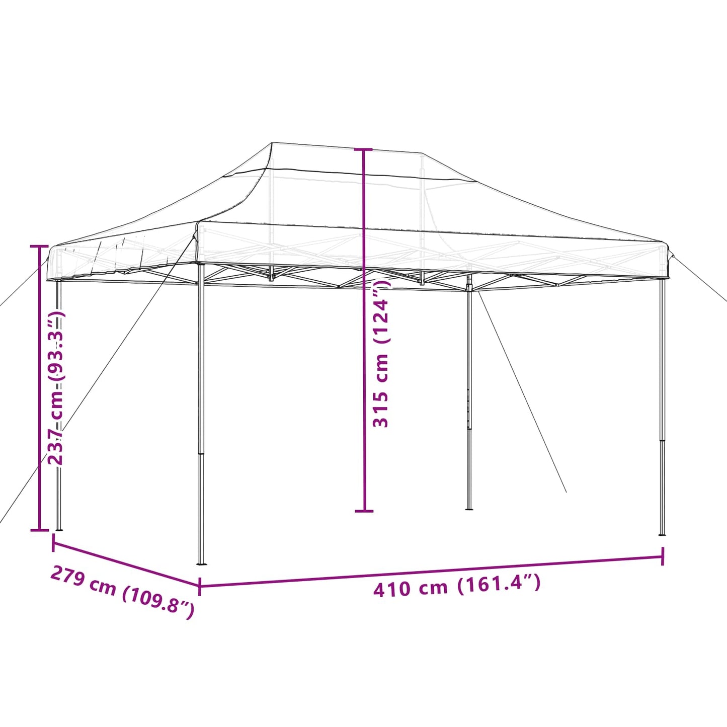 vidaXL Party Tent Folding Burgundy 279 x 410 x 315 cm Oxford Fabric