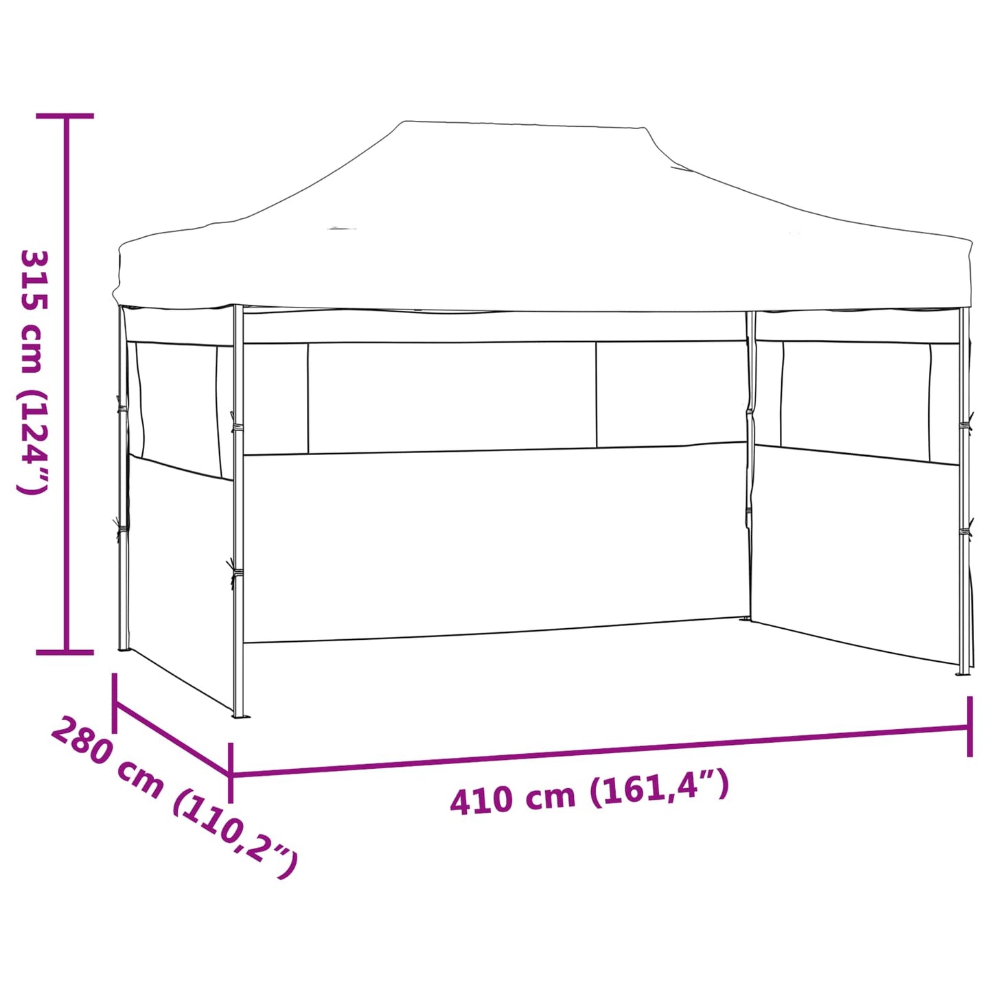 vidaXL Party Tent Folding Anthracite 280 x410 x 315 cm Oxford Fabric