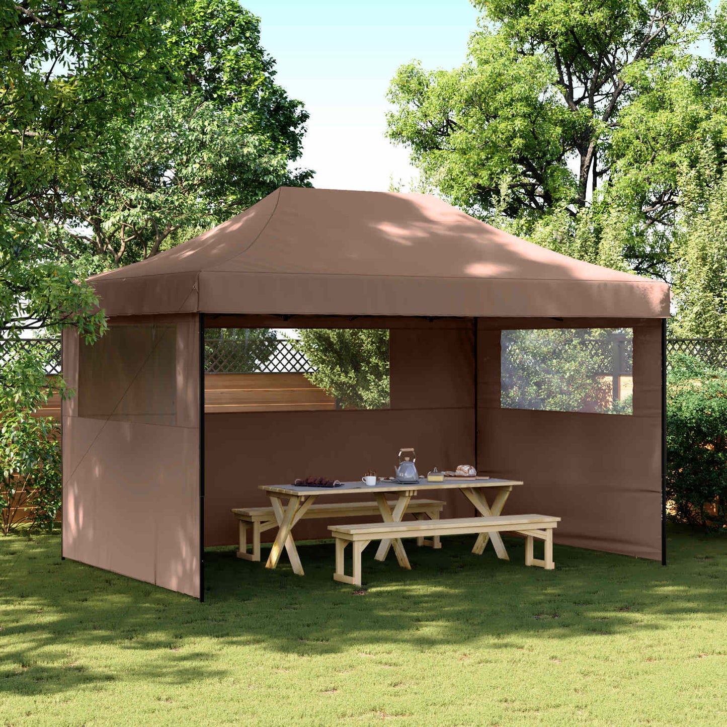 vidaXL Party Tent Folding Brown 292 x 440 x 315 cm Oxford Fabric