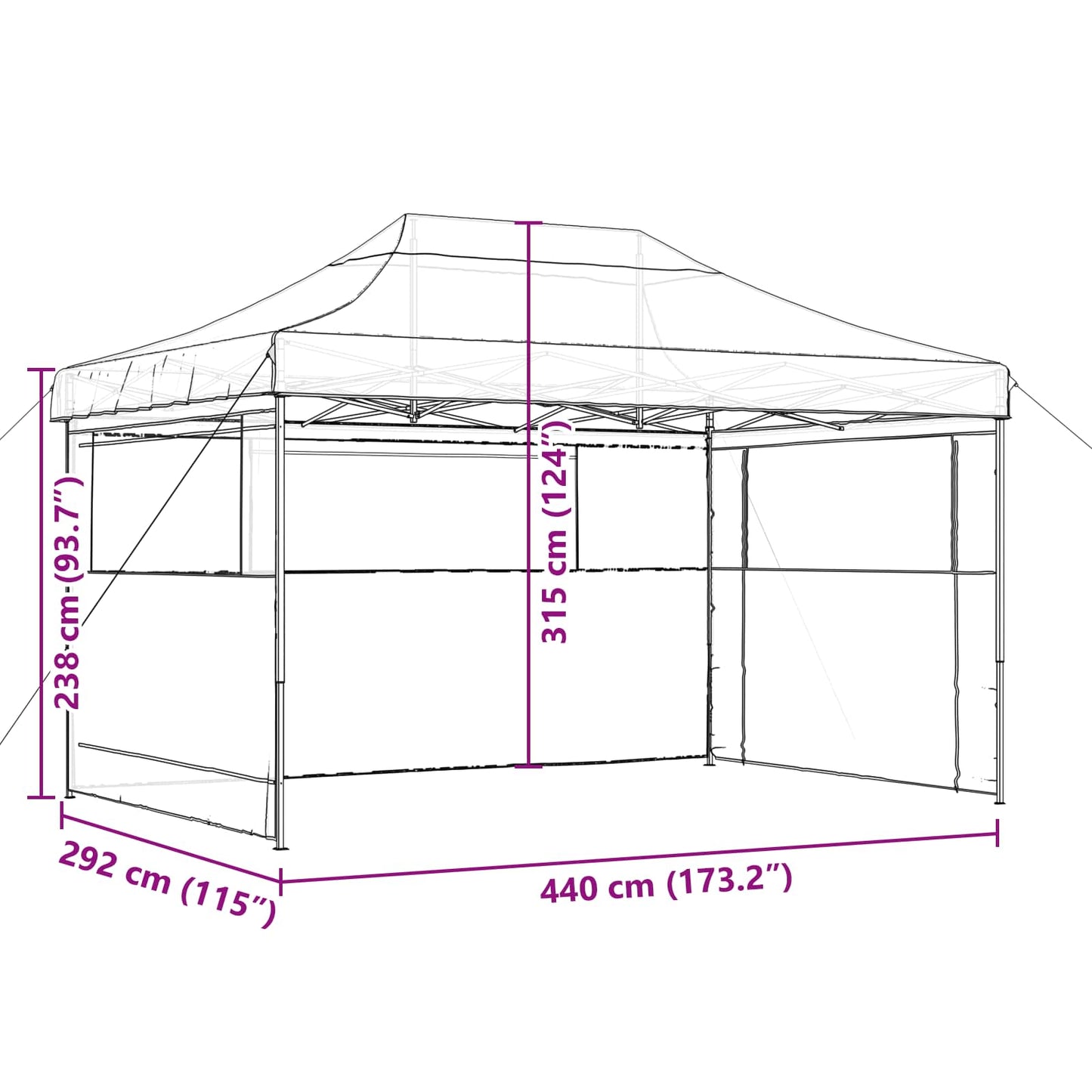 vidaXL Party Tent Folding Brown 292 x 440 x 315 cm Oxford Fabric