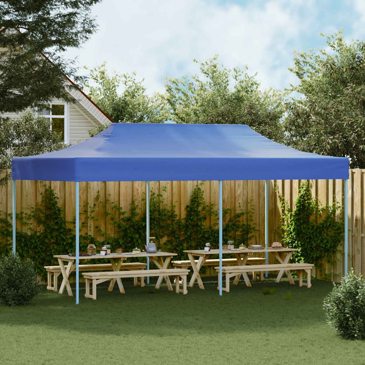 vidaXL Party Tent Folding Blue 291 x 580 x 315 cm Oxford Fabric