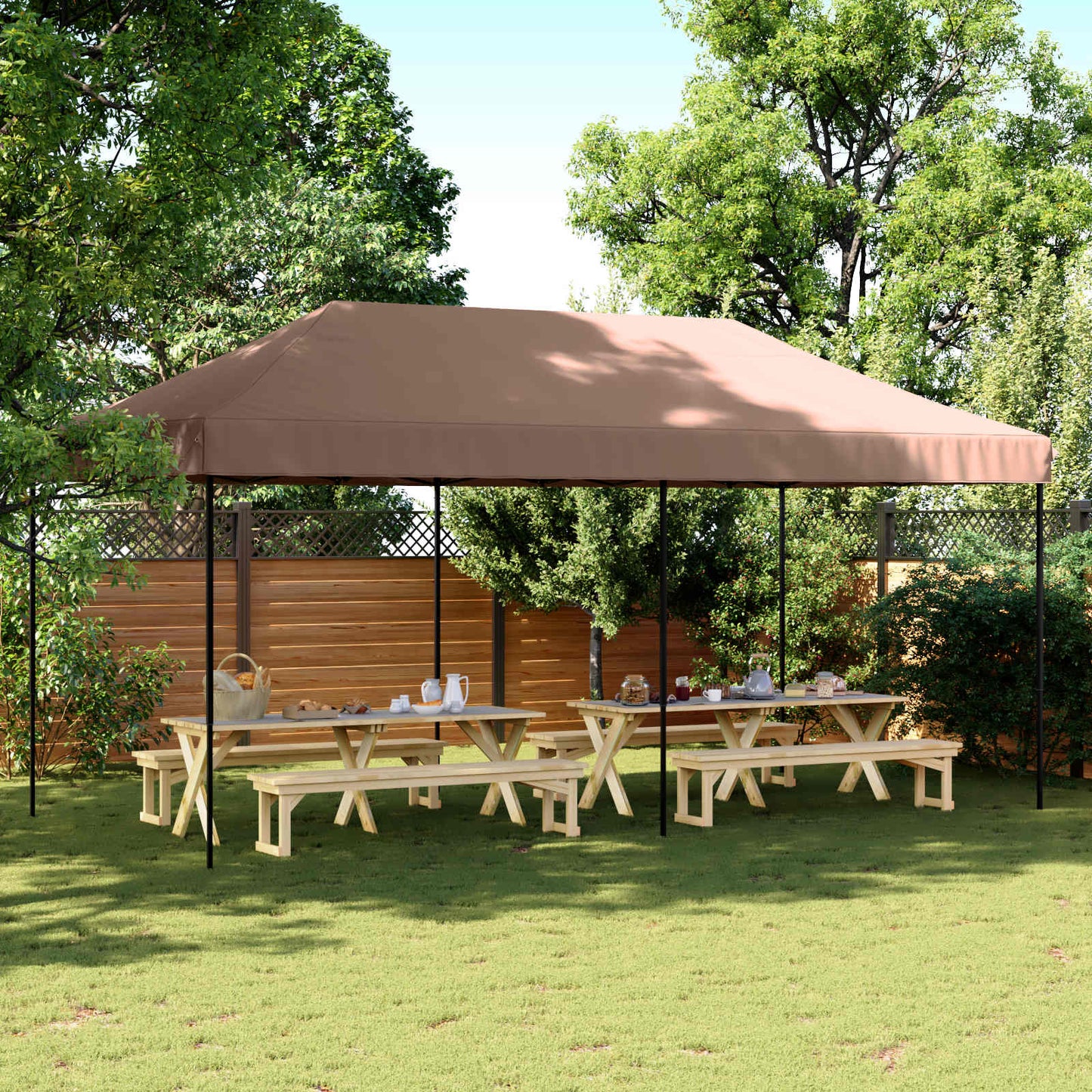 vidaXL Party Tent Folding Brown 292 x 580 x 315 cm Oxford Fabric