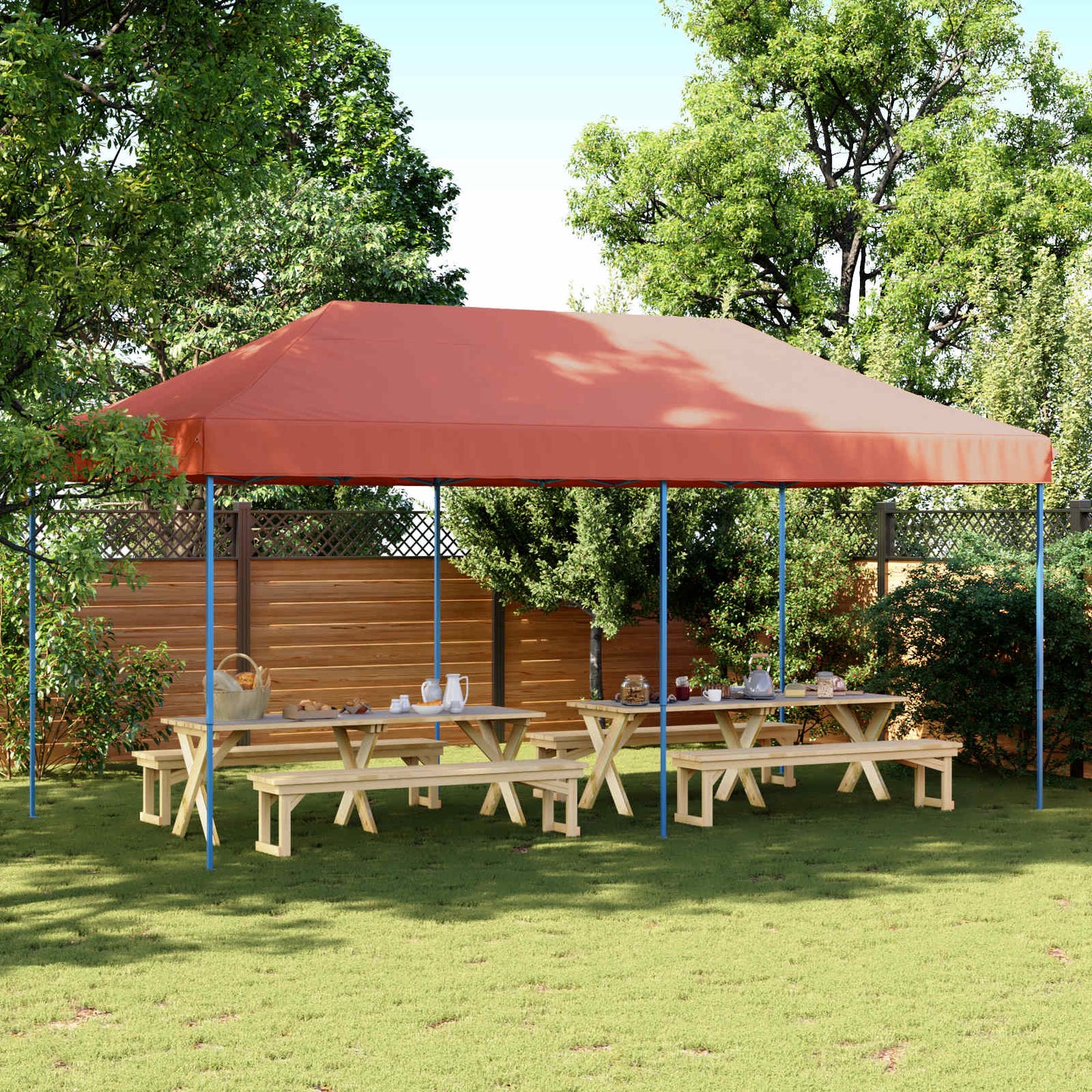 vidaXL Party Tent Folding Terracotta 292 x 580 x 315 cm Oxford Fabric