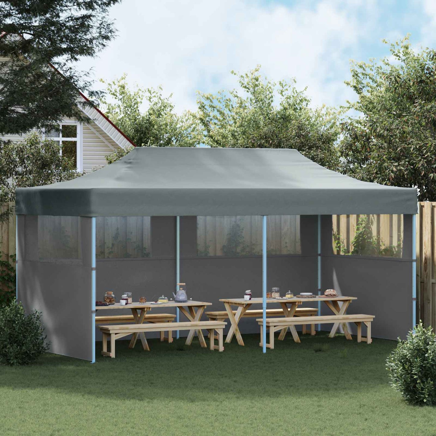 vidaXL Party Tent Folding Anthracite 291 x 580 x 315 cm Oxford Fabric