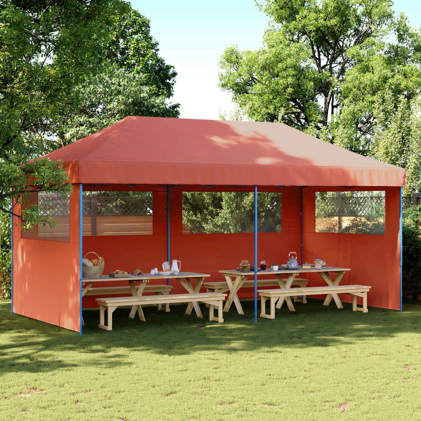 vidaXL Party Tent Folding Terracotta 292 x 580 x 315 cm Oxford Fabric