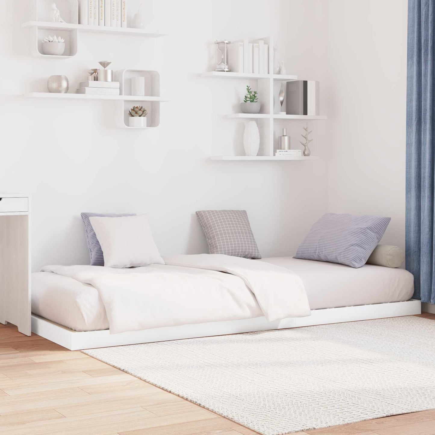 vidaXL Floor Bed Frame White 75 x 190 cm Engineered Wood