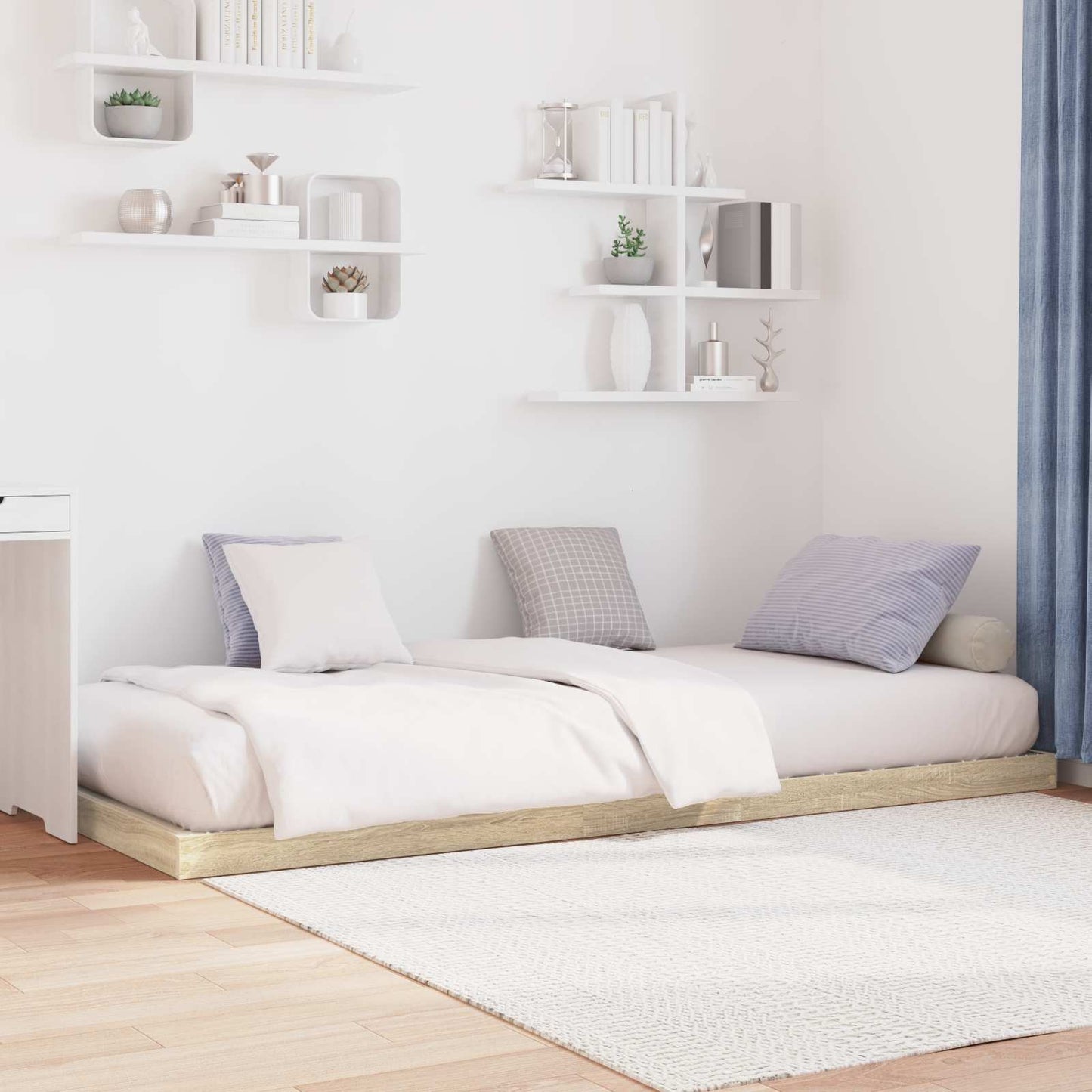 vidaXL Floor Bed Frame Sonoma 75 x 190 cm Engineered Wood