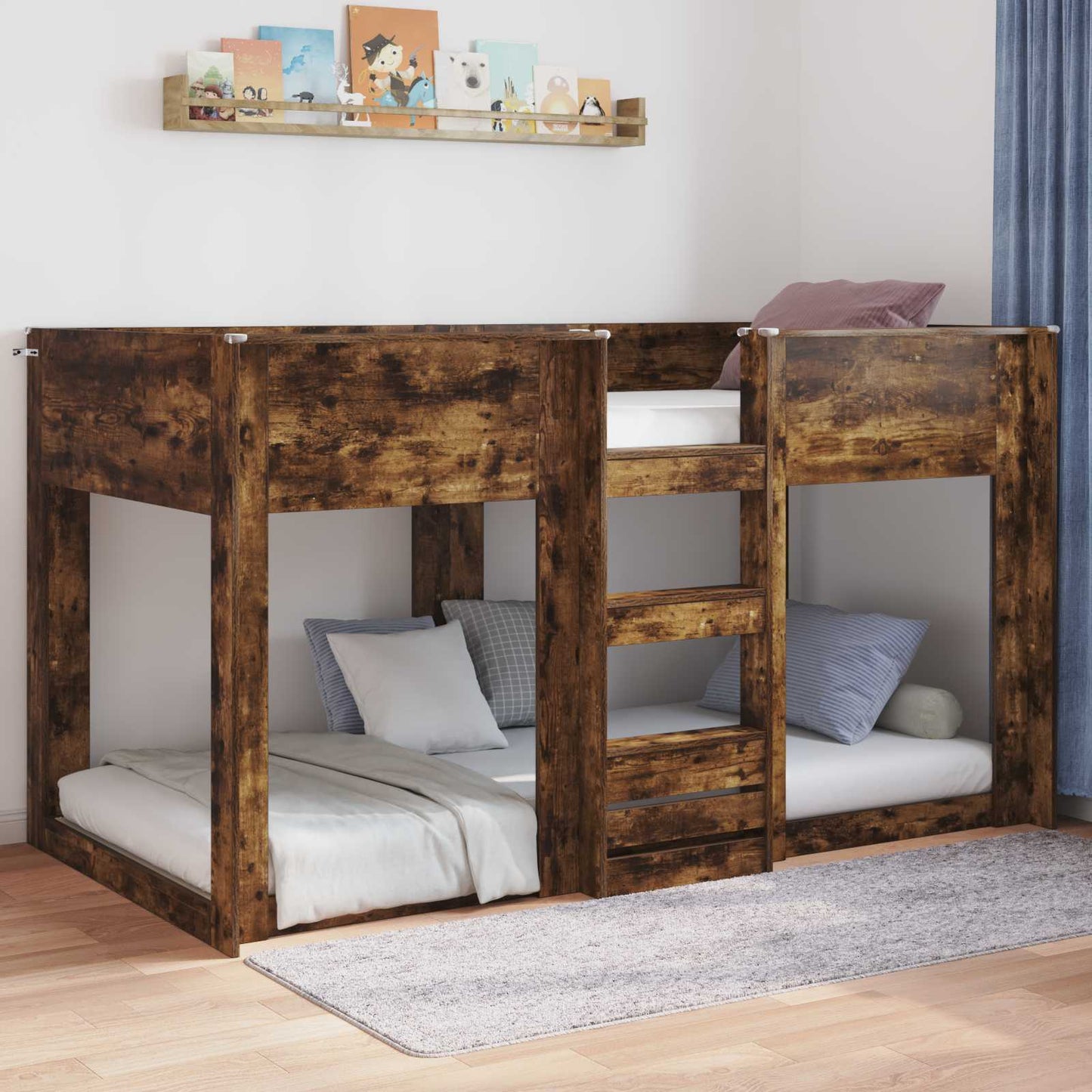 vidaXL Floor Bed Frame Smoked Oak 80 x 200 cm Engineered Wood