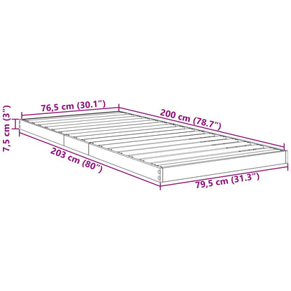 vidaXL Floor Bed Frame Smoked Oak 80 x 200 cm Engineered Wood