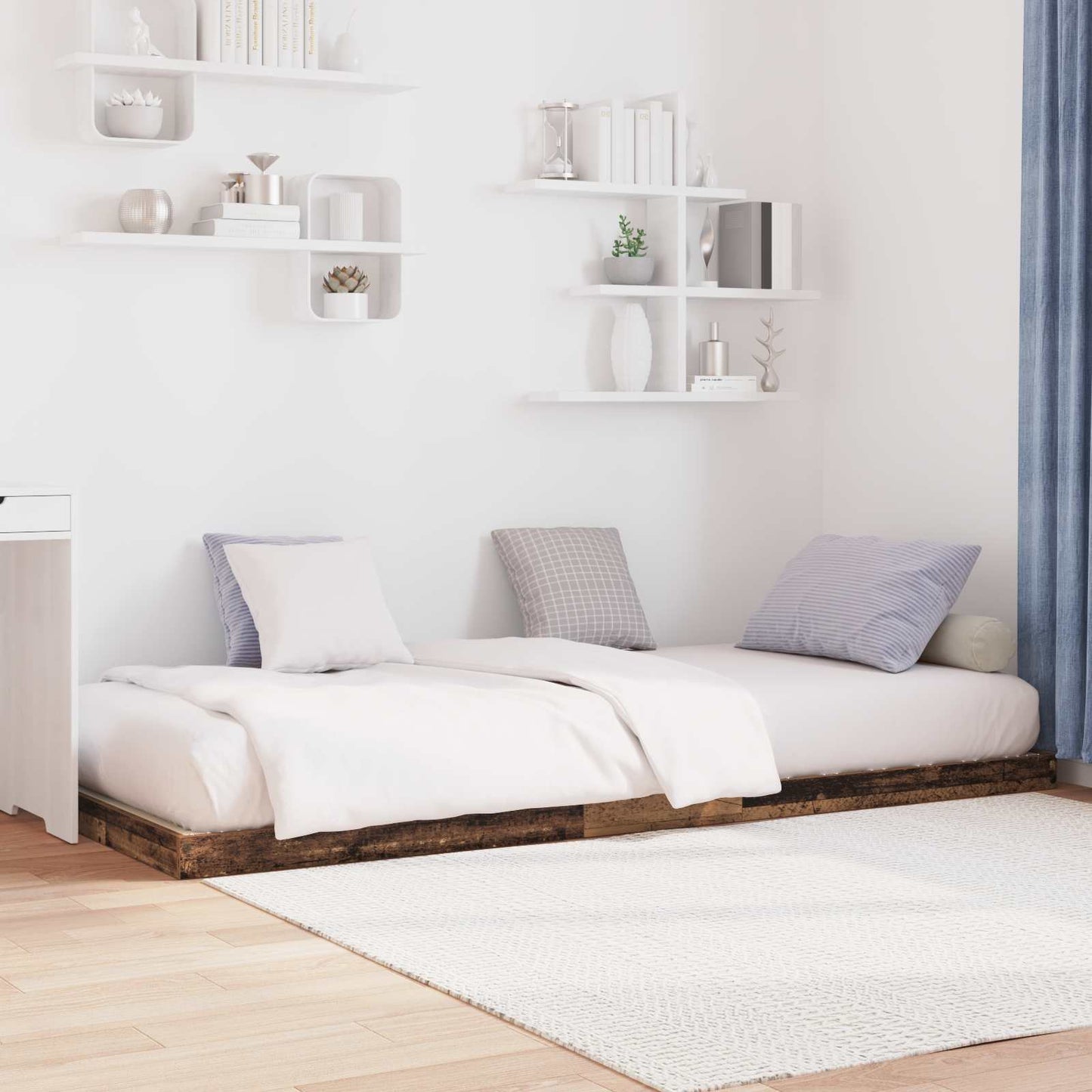 vidaXL Floor Bed Frame Old Wood 80 x 200 cm Engineered Wood