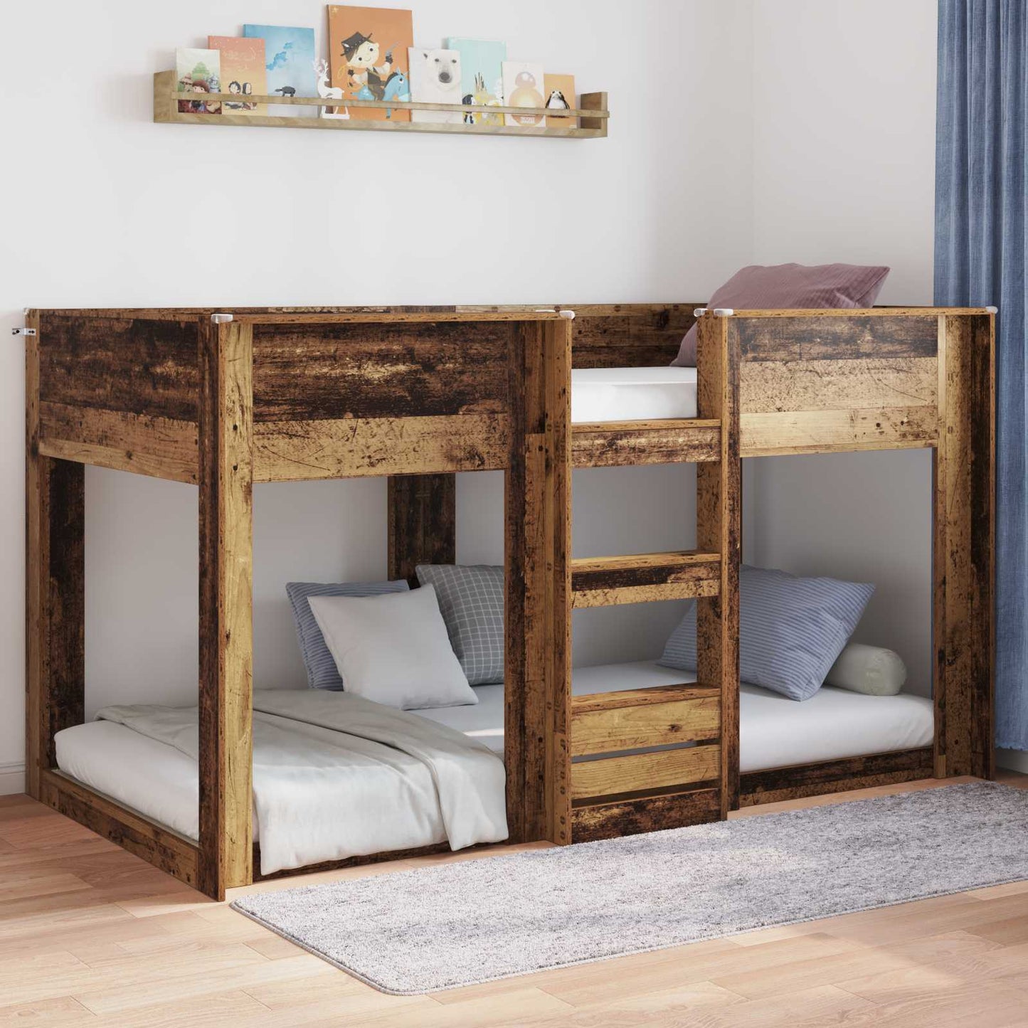 vidaXL Floor Bed Frame Old Wood 80 x 200 cm Engineered Wood