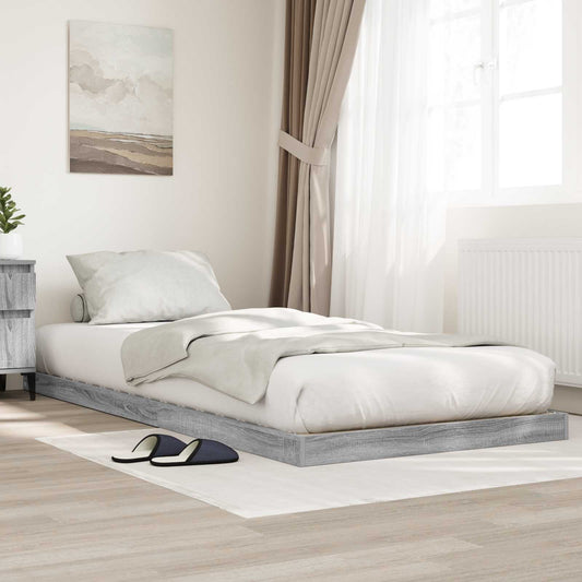 vidaXL Floor Bed Frame Grey Sonoma 90 x 200 cm Engineered Wood