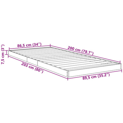 vidaXL Floor Bed Frame Grey Sonoma 90 x 200 cm Engineered Wood
