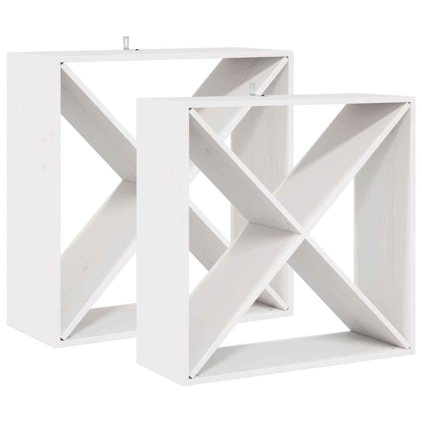 vidaXL Wine Rack 2 pcs White 62 x 25 x 62 cm Solid Pine Wood