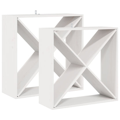 vidaXL Wine Rack 2 pcs White 62 x 25 x 62 cm Solid Pine Wood