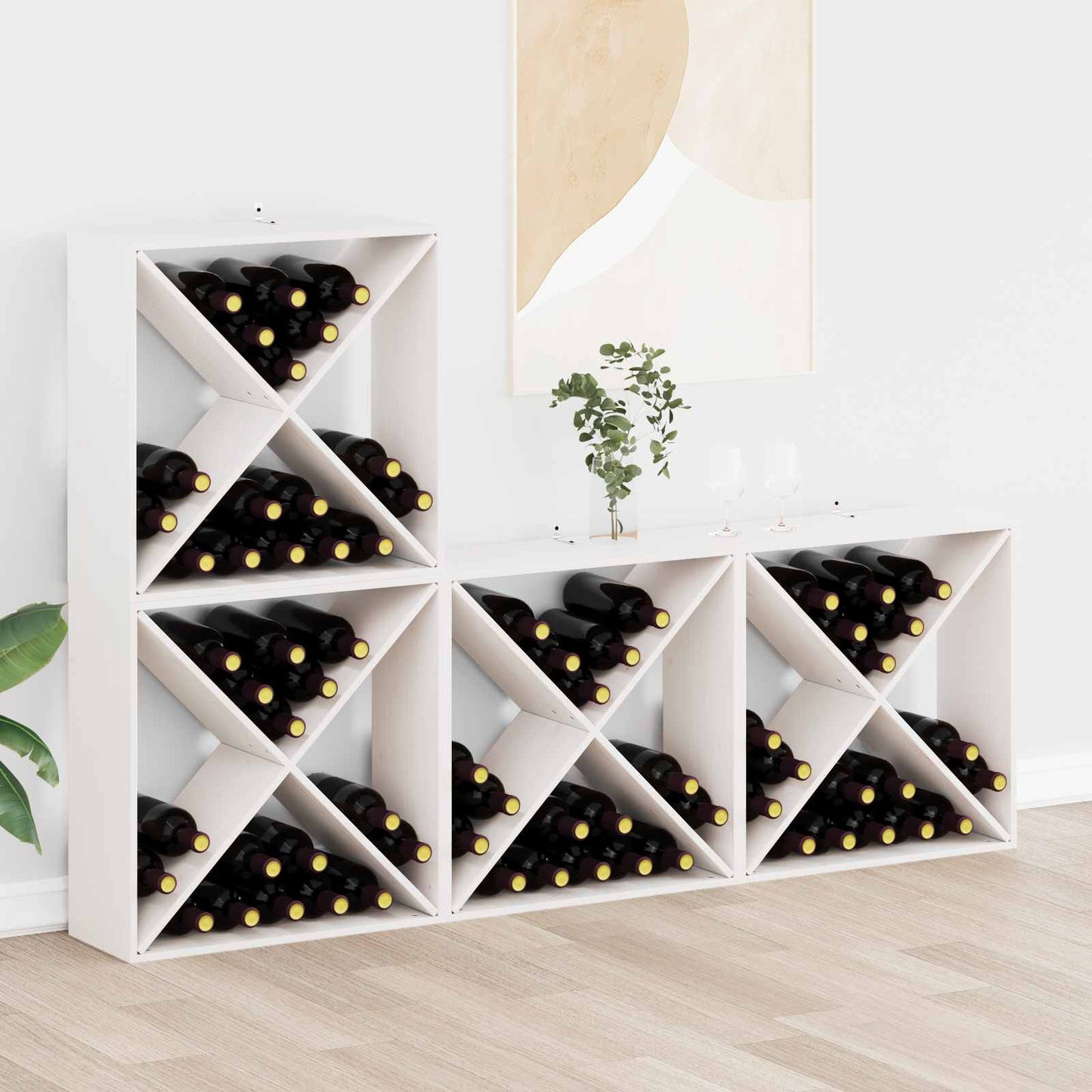 vidaXL Wine Rack 4 pcs White 62 x 25 x 62 cm Solid Pine Wood
