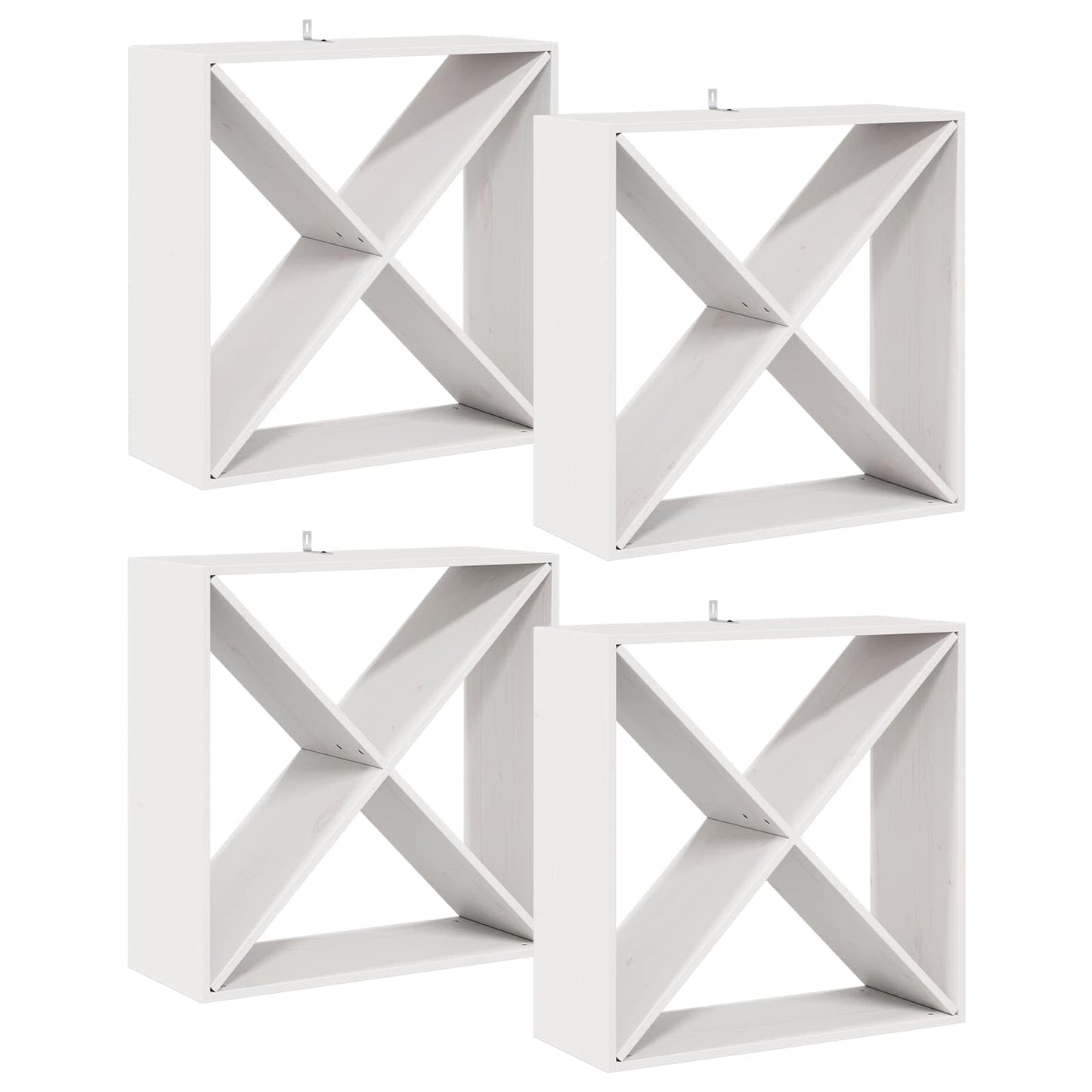 vidaXL Wine Rack 4 pcs White 62 x 25 x 62 cm Solid Pine Wood