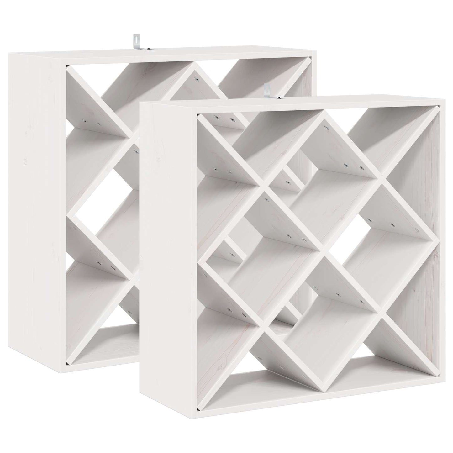 vidaXL Wine Rack 2 pcs White 62 x 25 x 62 cm Solid Pine Wood