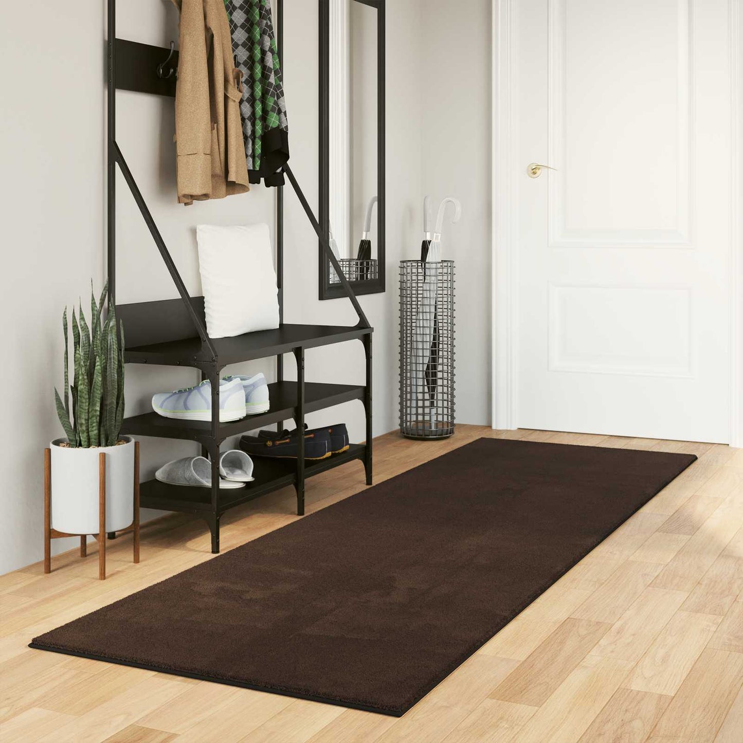 vidaXL Medium Pile Soft and Washable Rug HUARTE Brown 250 x 80 cm