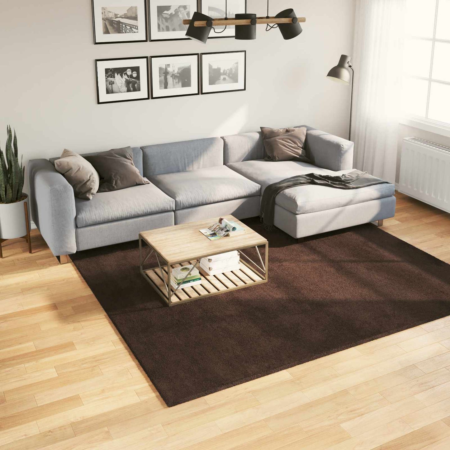 vidaXL Medium Pile Soft and Washable Rug HUARTE Brown 240 x 240 cm