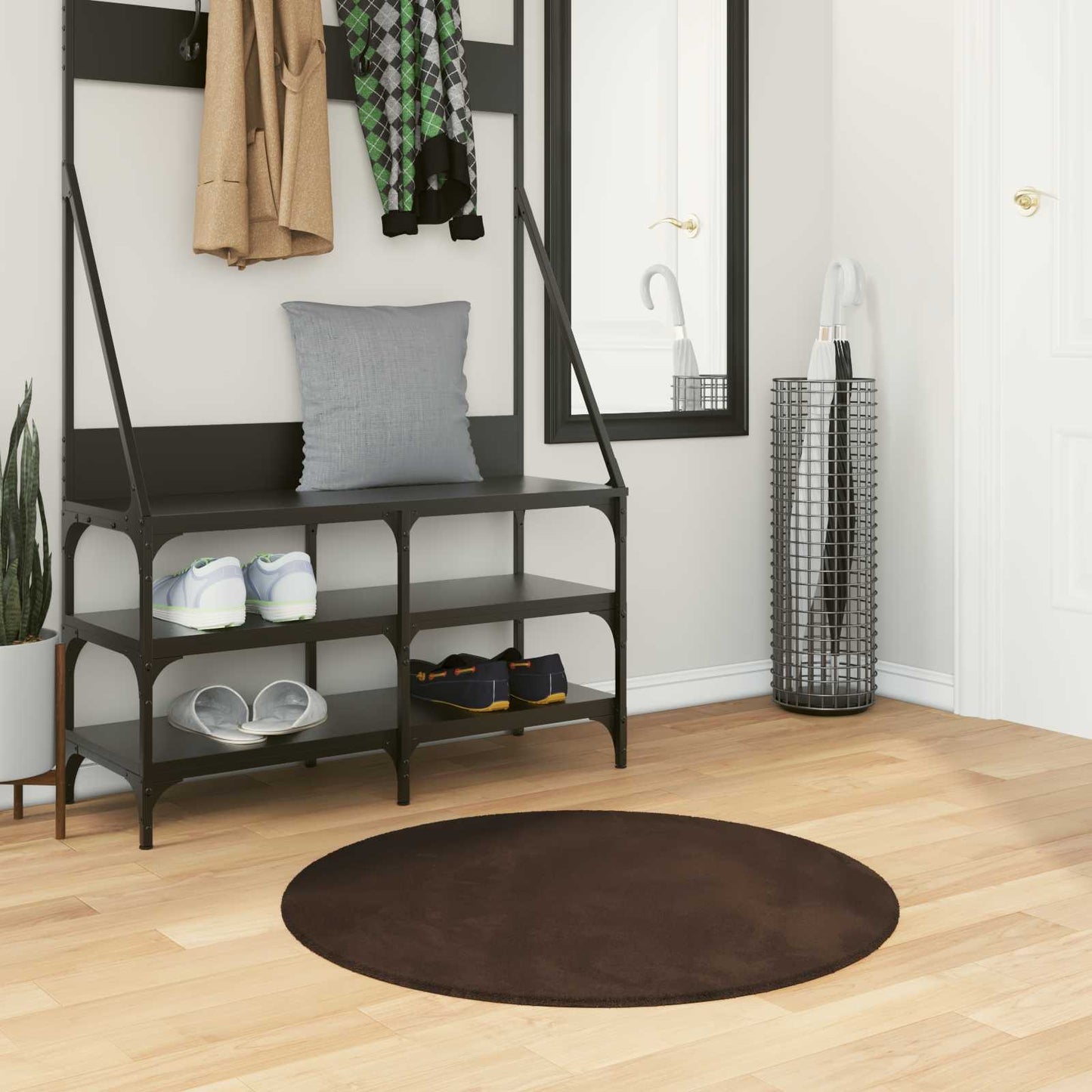 vidaXL Medium Pile Soft and Washable Rug HUARTE Brown Ø 80 CM