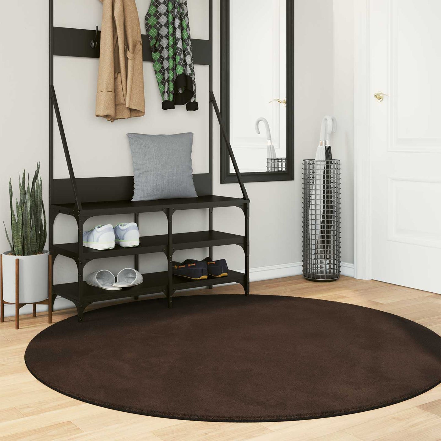 vidaXL Medium Pile Soft and Washable Rug HUARTE Brown Ø 160 CM