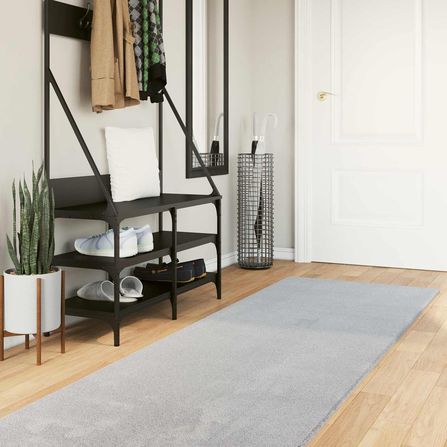 vidaXL Medium Pile Soft and Washable Rug HUARTE Grey 80 x 500 cm