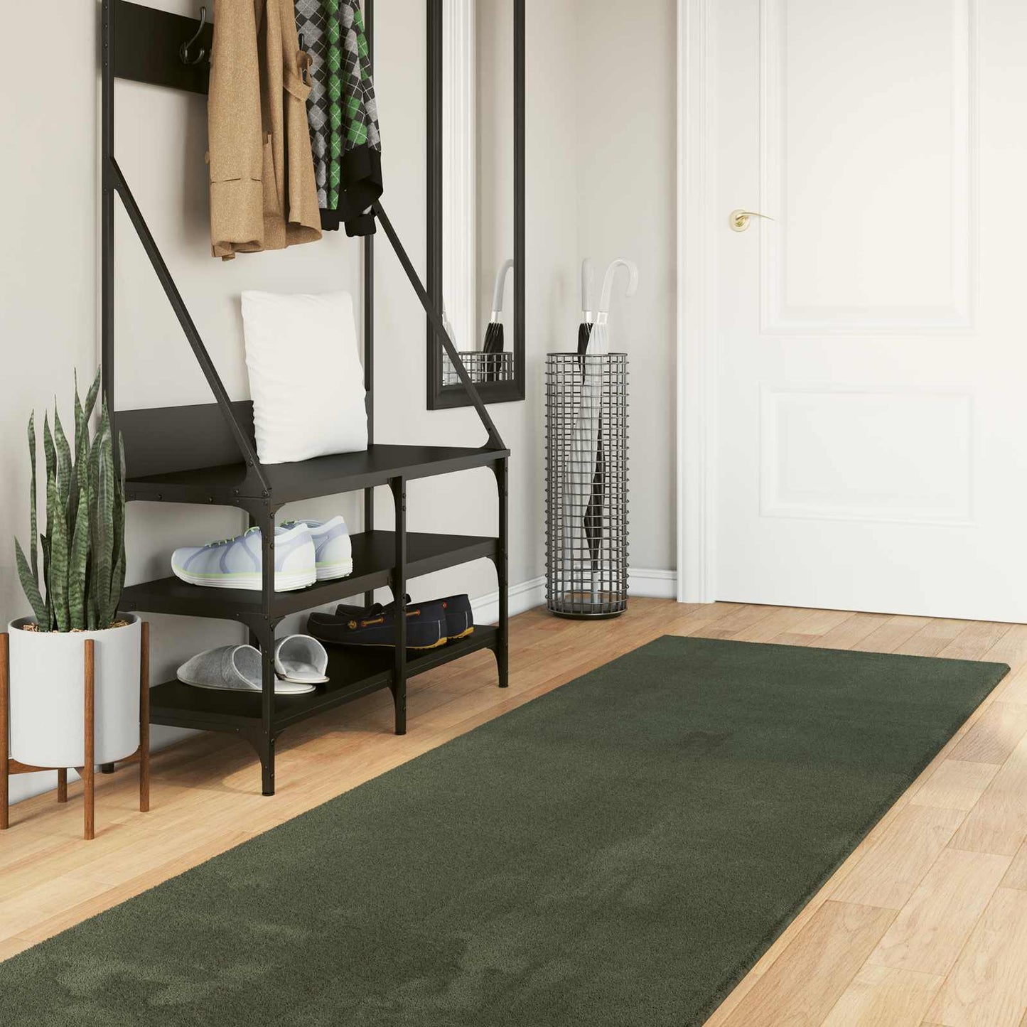 vidaXL Medium Pile Soft and Washable Rug HUARTE Forest green Polyester