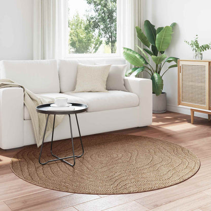 vidaXL Area Rugs Round Moire AGIRA Natural Ø 120 CM Polyester