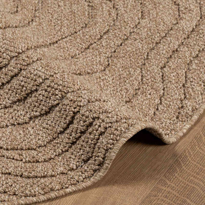 vidaXL Area Rugs Round Moire AGIRA Natural Ø 160 CM Polyester