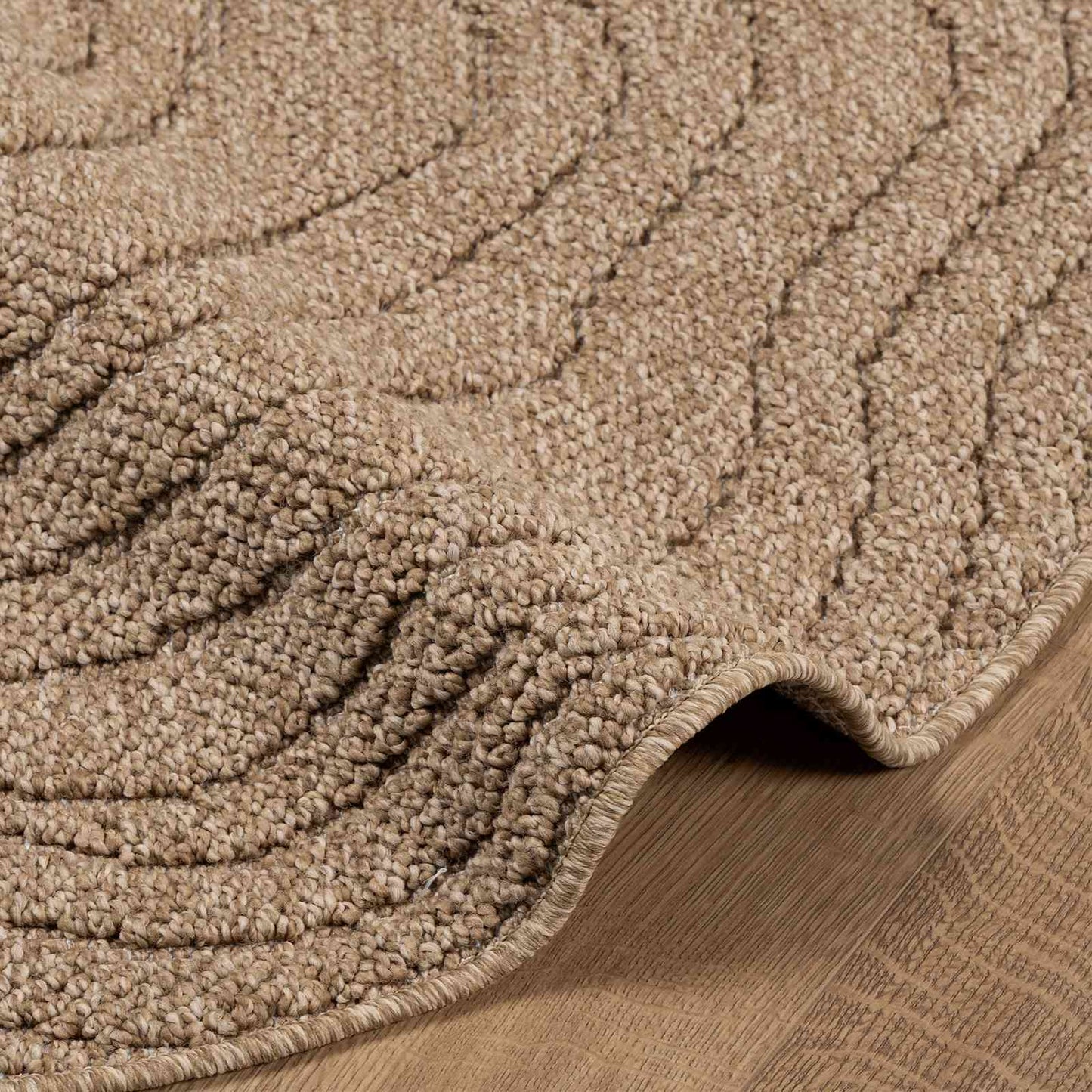 vidaXL Area Rugs Round Moire AGIRA Natural Ø 200 CM Polyester
