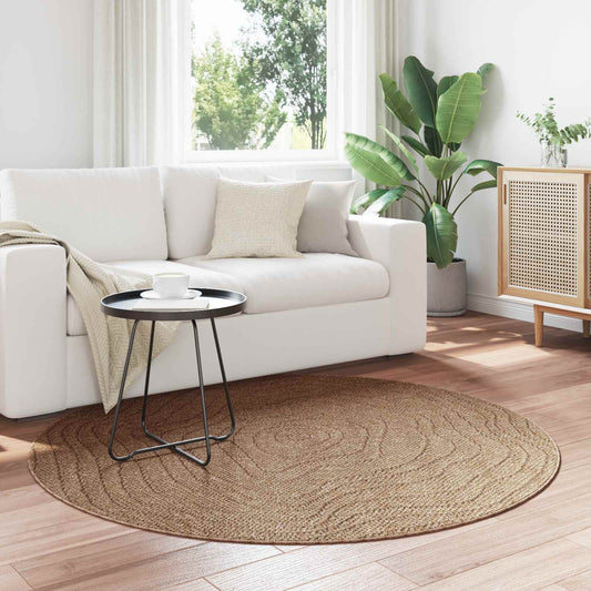 vidaXL Area Rugs Round Moire AGIRA Natural Ø 200 CM Polyester