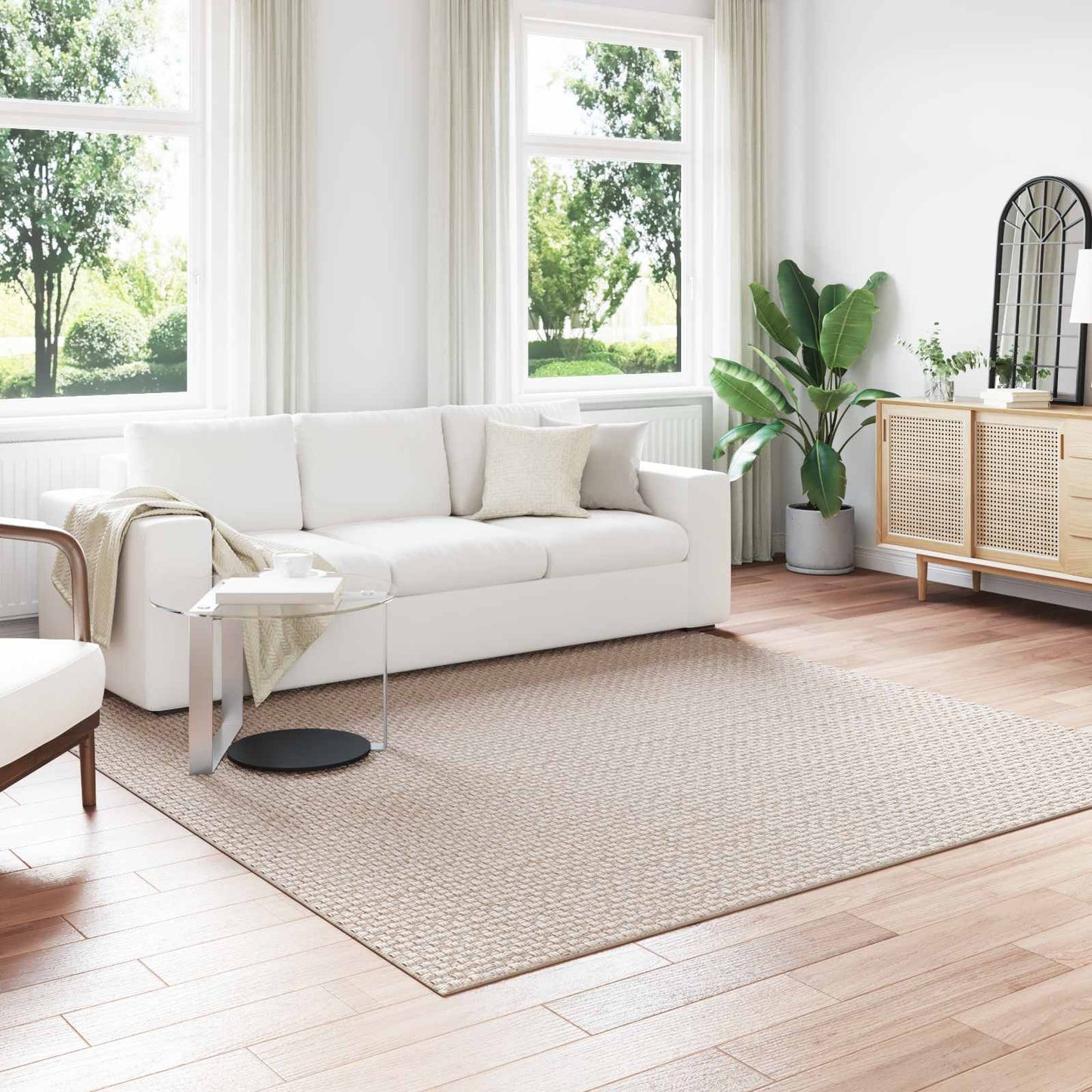 vidaXL Area Rugs Square FARO Cream 240 x 240 cm Polyester