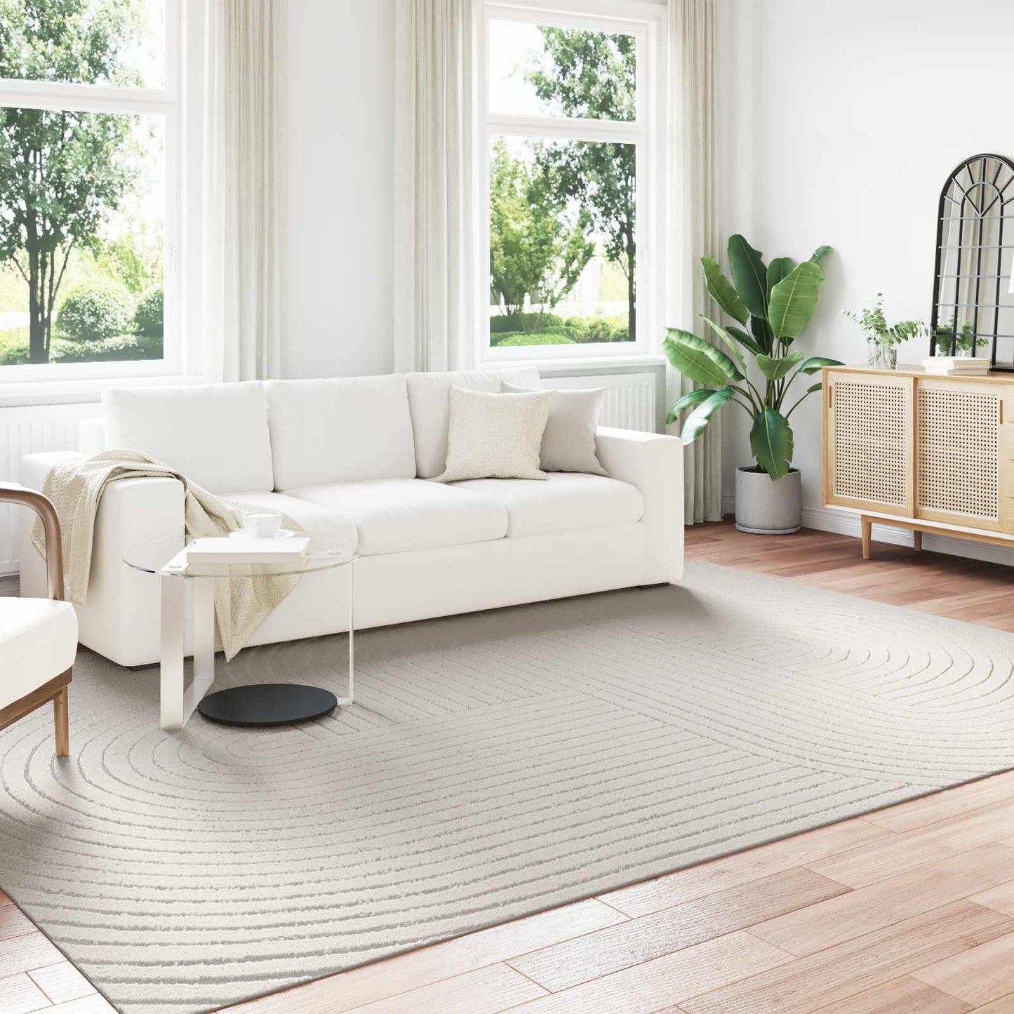 vidaXL Area Rugs Rectangular PALMERAS Cream 280 x 200 cm Polyester